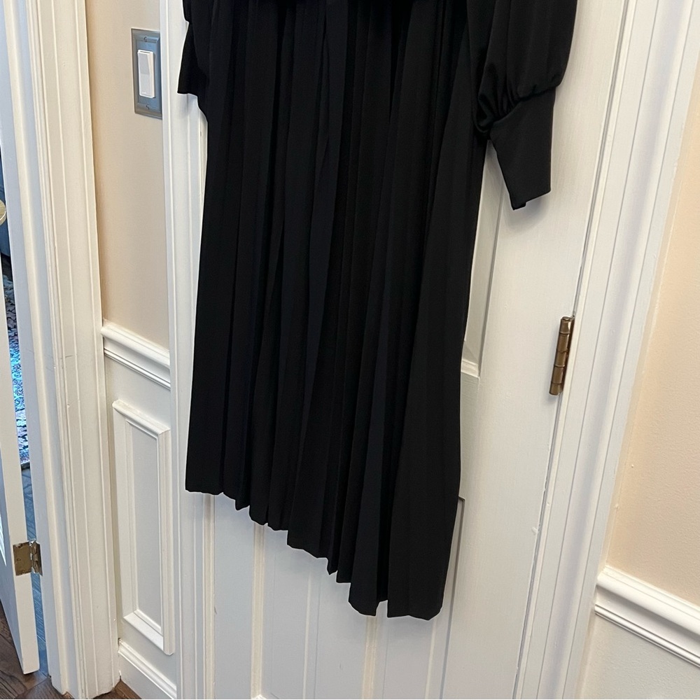 NEW $110 Eloquii Knot Front Pleated Skirt Dress Black Stretch Jersey Midi 24 - Picture 6 of 16